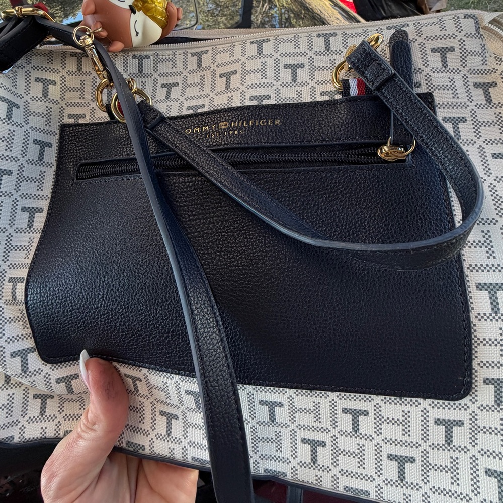 Tommy Hilfiger Black and White Shoulder Bag